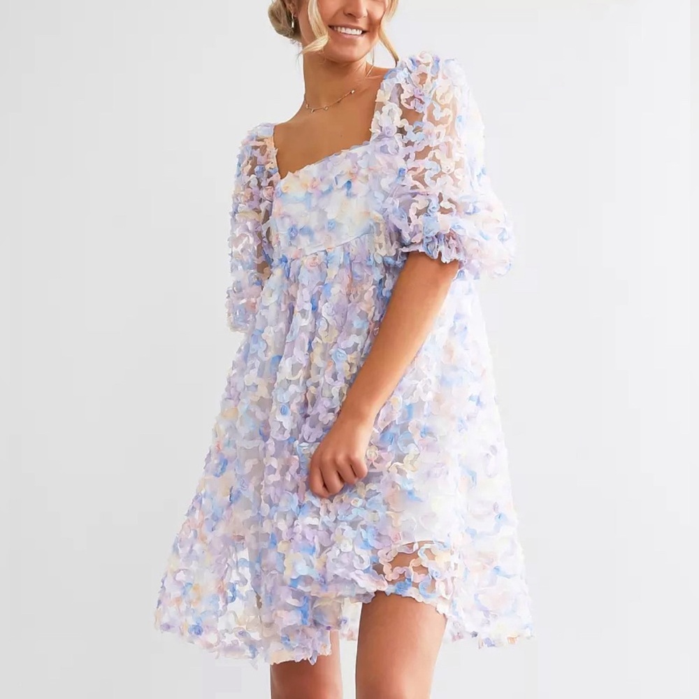 Storia 3D Floral Empire Mini Dress Size Small - Picture 1 of 13